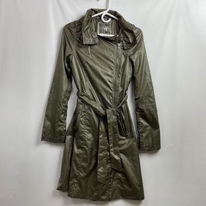 Mackage Rain Coat Moto Trench Hooded Womens XS Green Packable